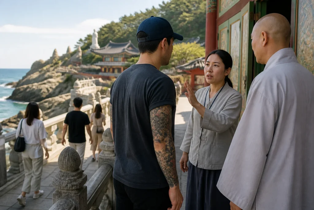 해동용궁사 '타투 출입 제지' 논란 — 보도는 확인되지만 사찰의 공식 규정은 아직 공개되지 않았다 관련 이미지