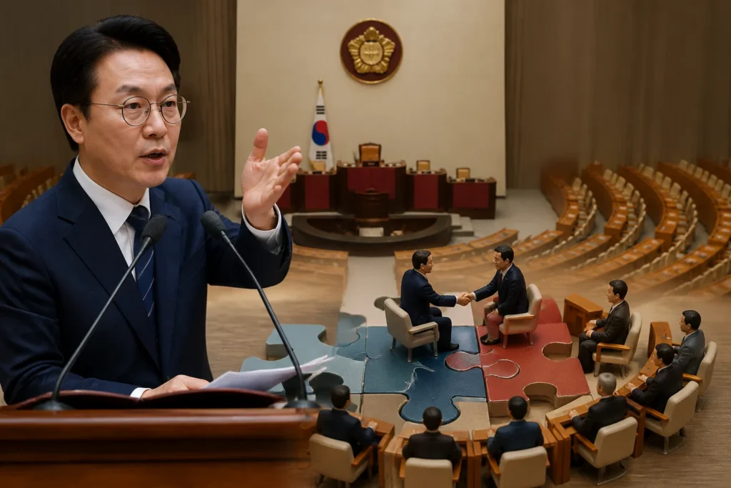 김민석, 본회의 '가나다순 섞어 앉기' 제안 — "장동혁과 앉아도 좋아" 관련 이미지