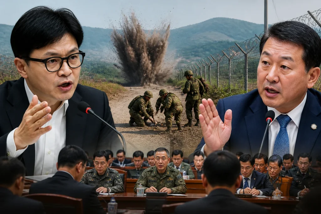 DMZ 지뢰 추정 폭발, 한동훈의 '즉각 조사' 촉구와 김병주의 강한 반박이 맞붙다 관련 이미지
