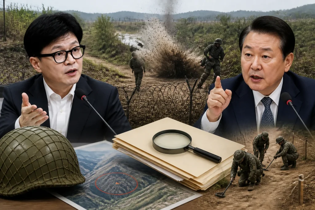 DMZ 지뢰 추정 폭발, 한동훈의 '즉각 조사' 촉구와 김병주의 강한 반박이 맞붙다 관련 이미지