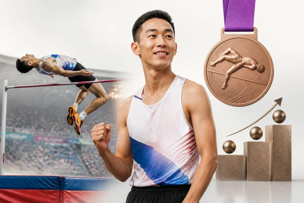 우상혁, 아시안게임 남자 높이뛰기 동메달(2.22m) — 아시안게임 3회 연속 메달 관련 이미지