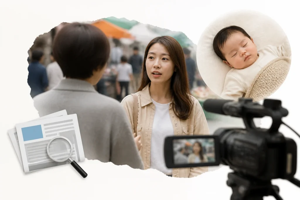남보라, 남대문시장 촬영 장면에서 '아기 두고 외출했네?'라는 질문이 보도됐다 관련 이미지