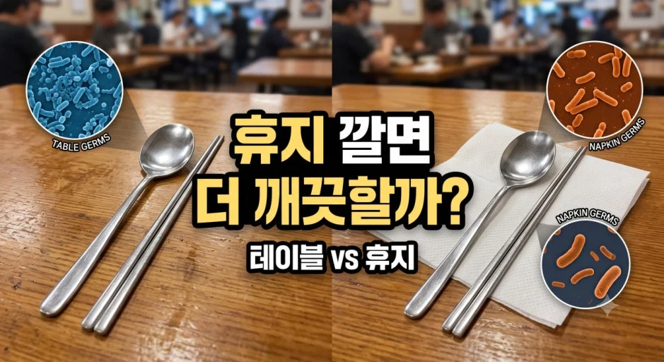 테이블 더럽다고 수저 밑에 휴지 깔았는데, 정말 더 안전할까 관련 이미지