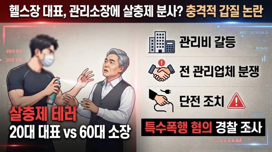 상가 관리비 갈등 속 ‘입 벌려’ 살충제 테러 영상 확산…헬스장 대표는 SNS로 해명 관련 이미지