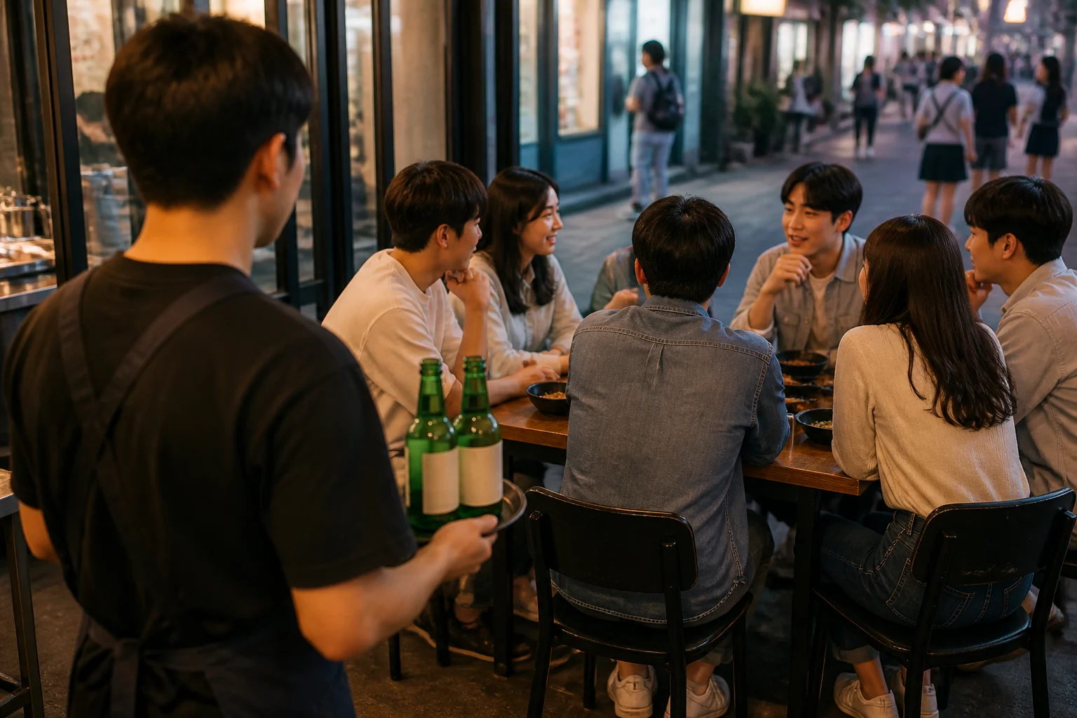 '7명이 와도 한두 병'이라 불리는 대학가 음주 변화, 상인들이 체감하는 이유 관련 AI 이미지