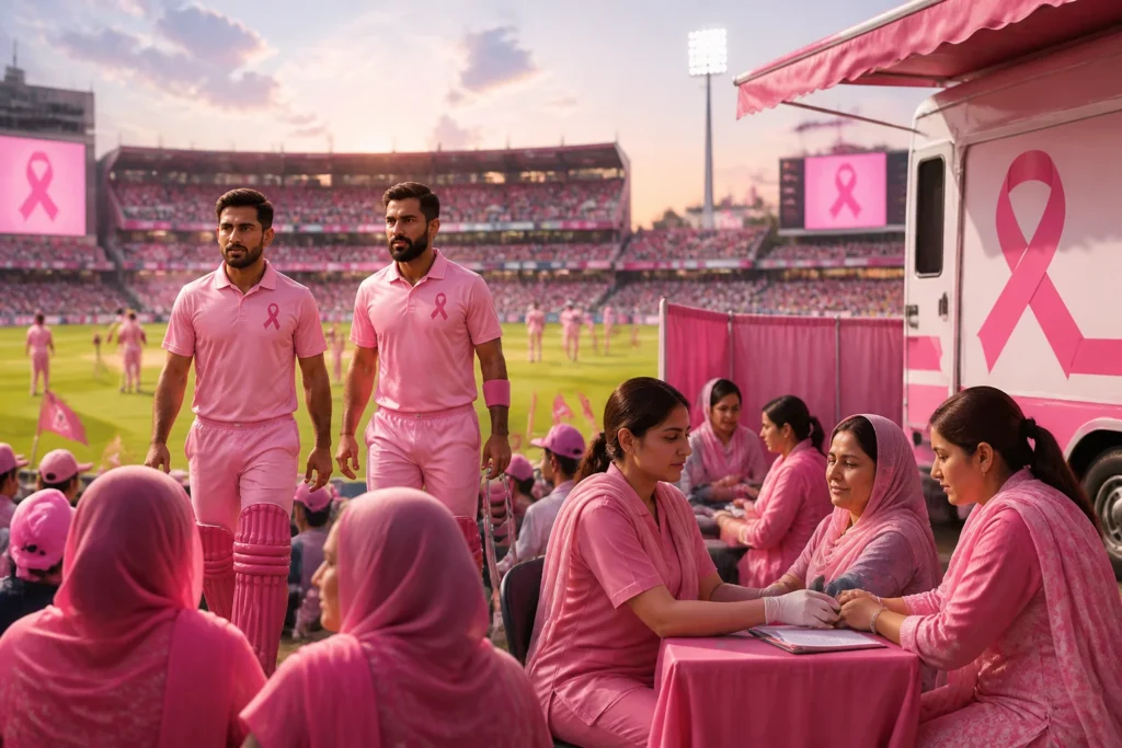 PCB, 10월 25일 라호르 ODI를 'Breast Cancer Awareness Day'로 지정 — 경기장 핑크화·현장 검진 진행 관련 이미지